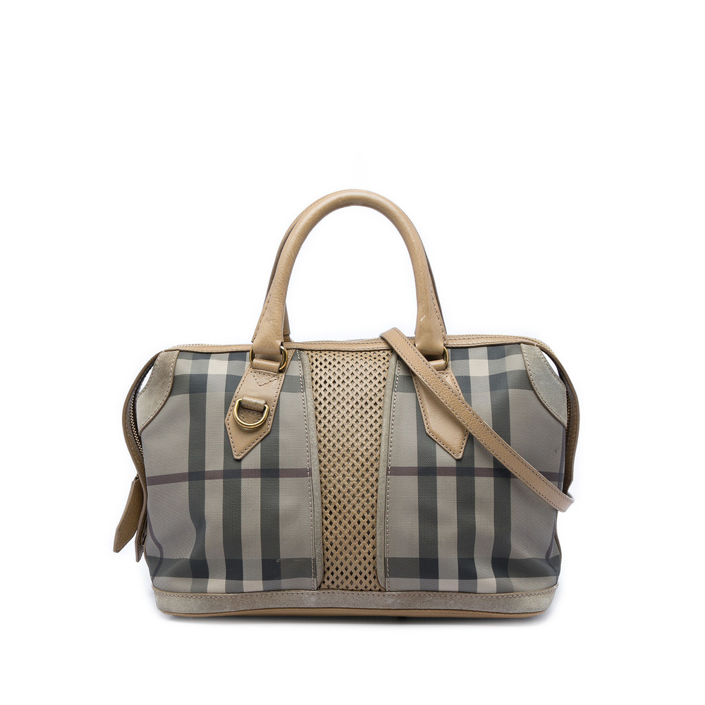 Pre-Loved Burberry Smoke Check Coated Canvas Gilmoure Satchel